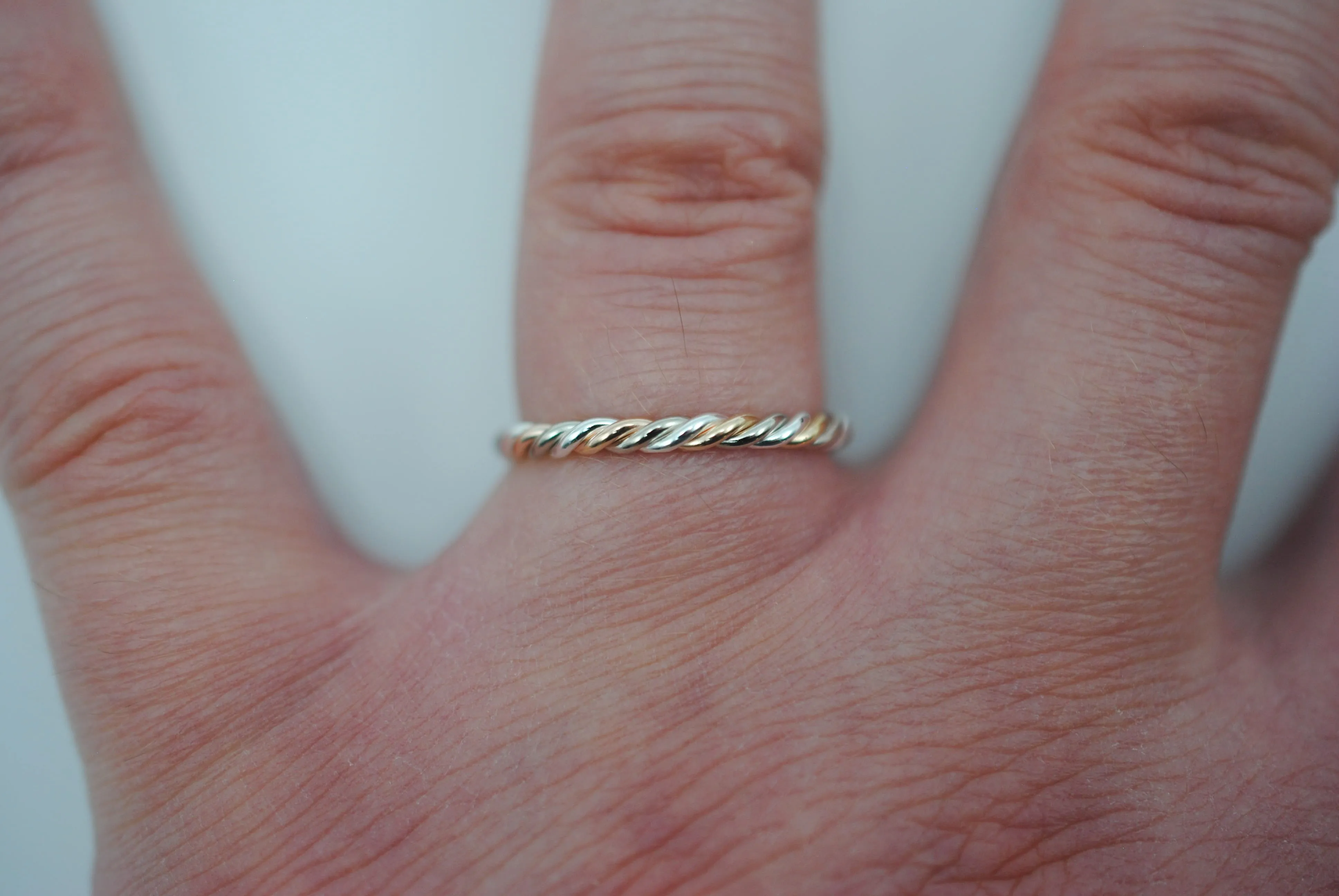 Stacking Ring: Rope, Mixed Metals: Palladium White Gold, Rose Gold, Silver