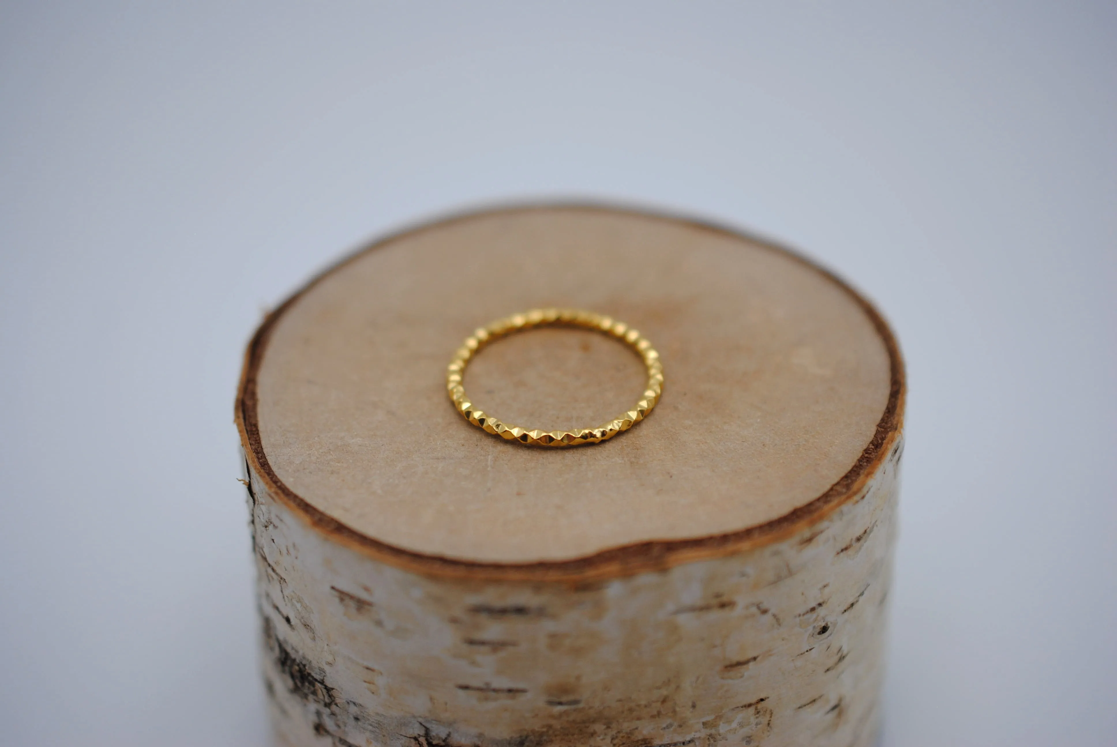 Stacking Ring: Sparkle Texture, Yellow Gold Finish, Medium Width