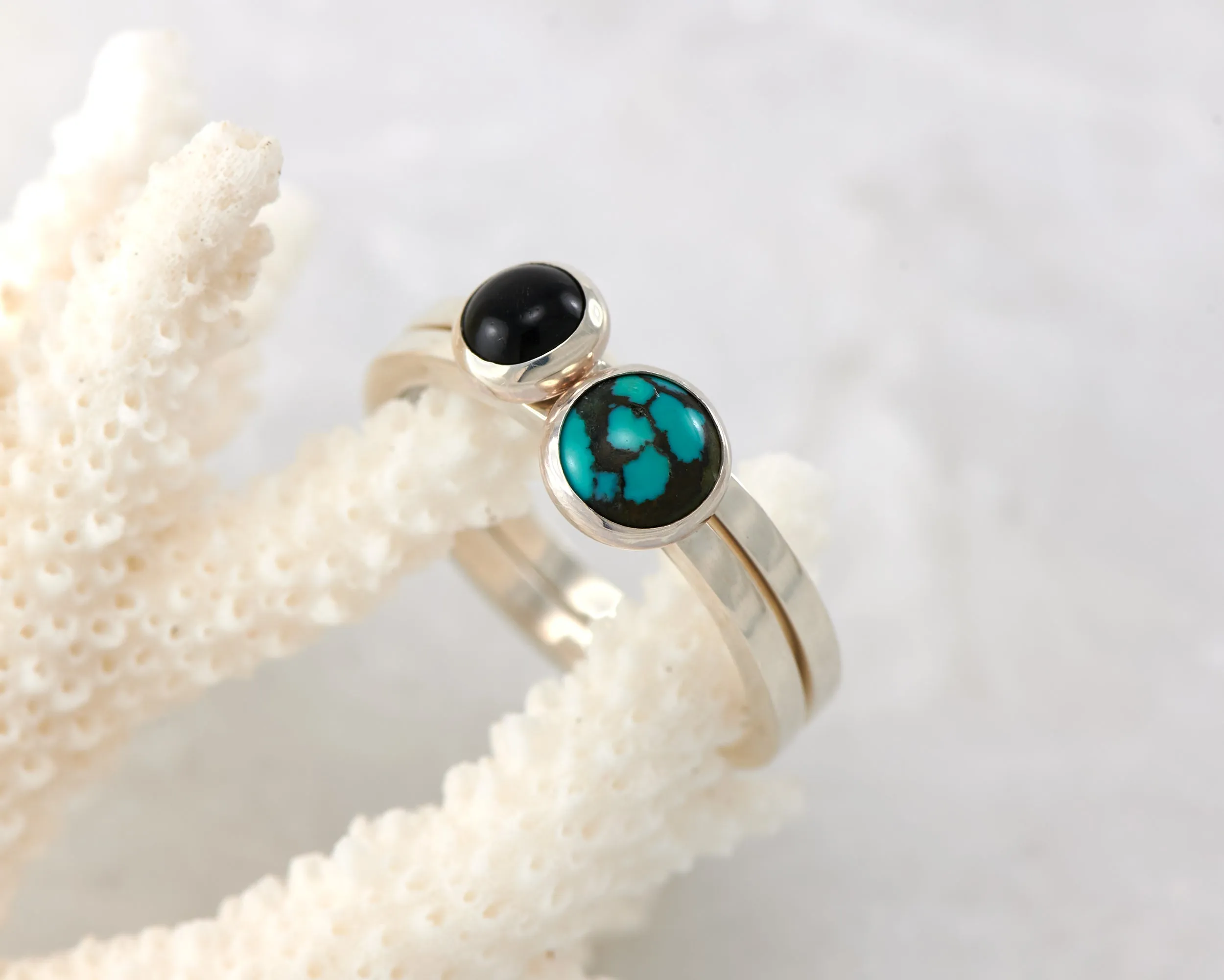 Stacking Rings - Turquoise, Black Onyx