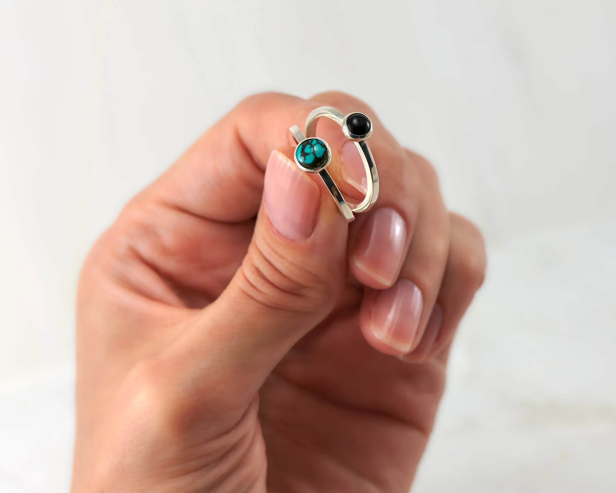Stacking Rings - Turquoise, Black Onyx