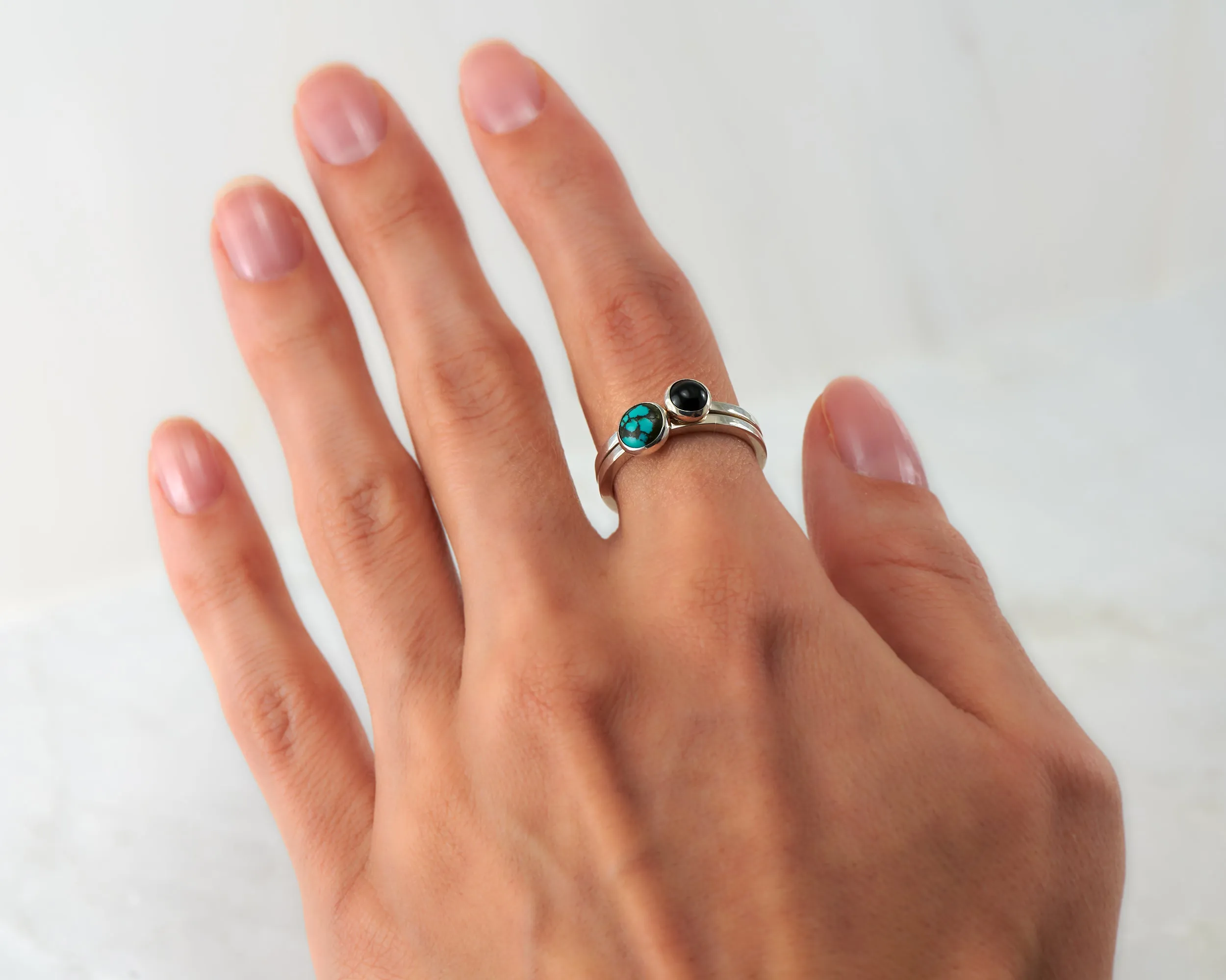 Stacking Rings - Turquoise, Black Onyx