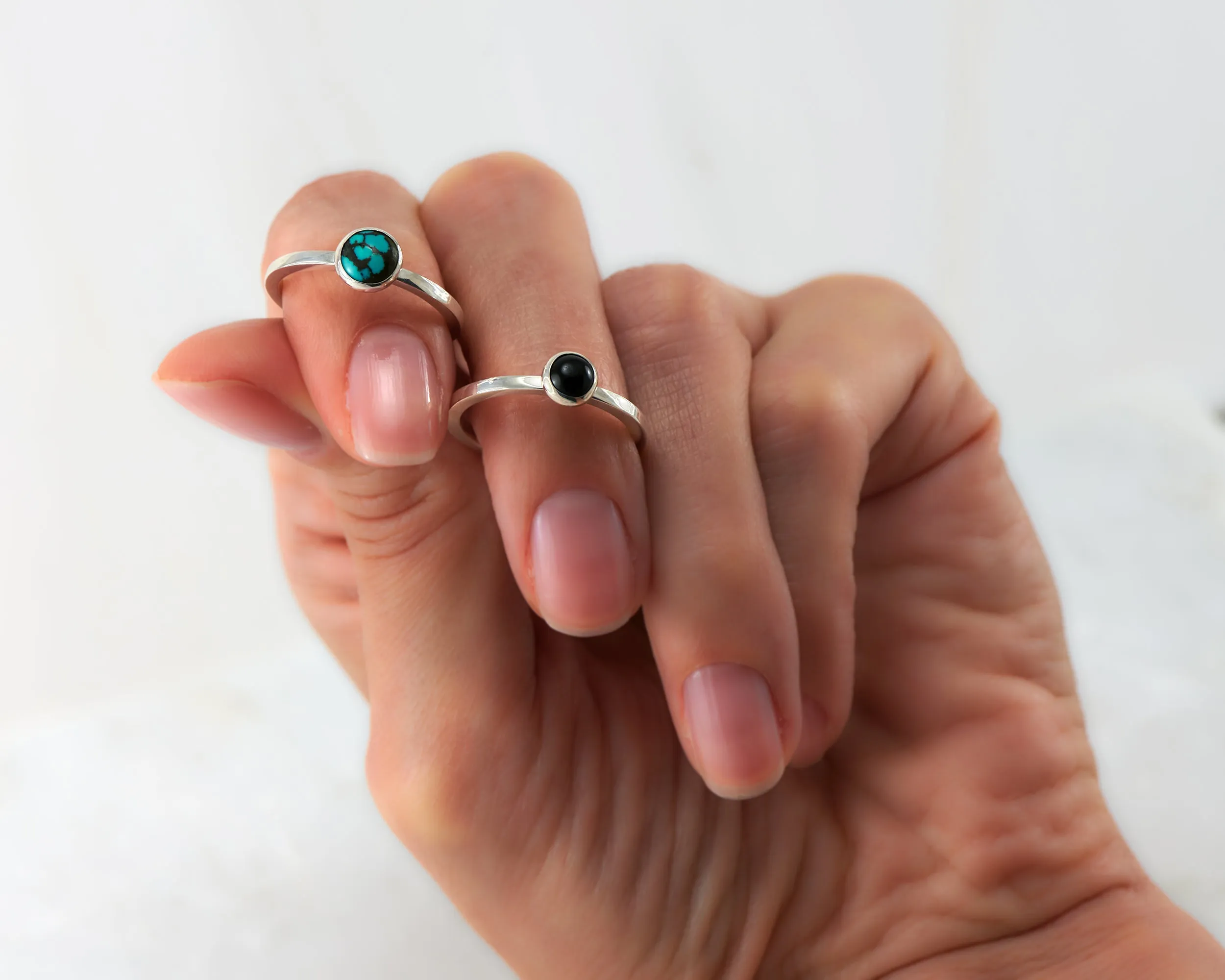 Stacking Rings - Turquoise, Black Onyx