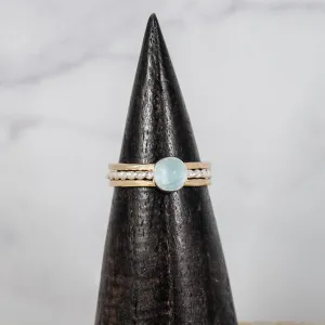 Stacking Rings with Aquamarine Stone