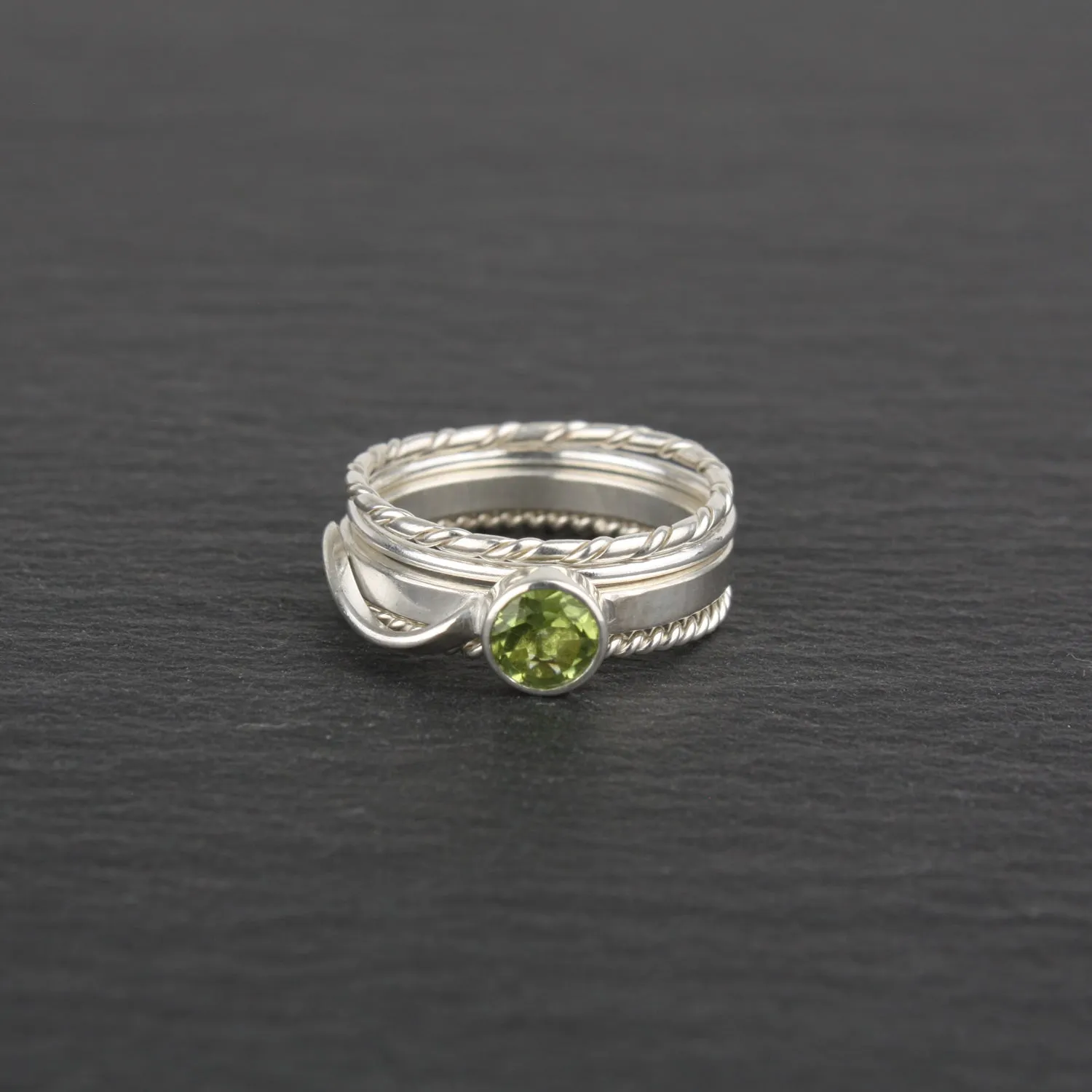 Stacking Rings with Peridot - Set of 4