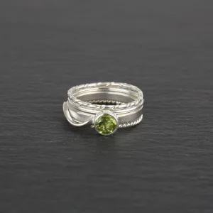Stacking Rings with Peridot - Set of 4