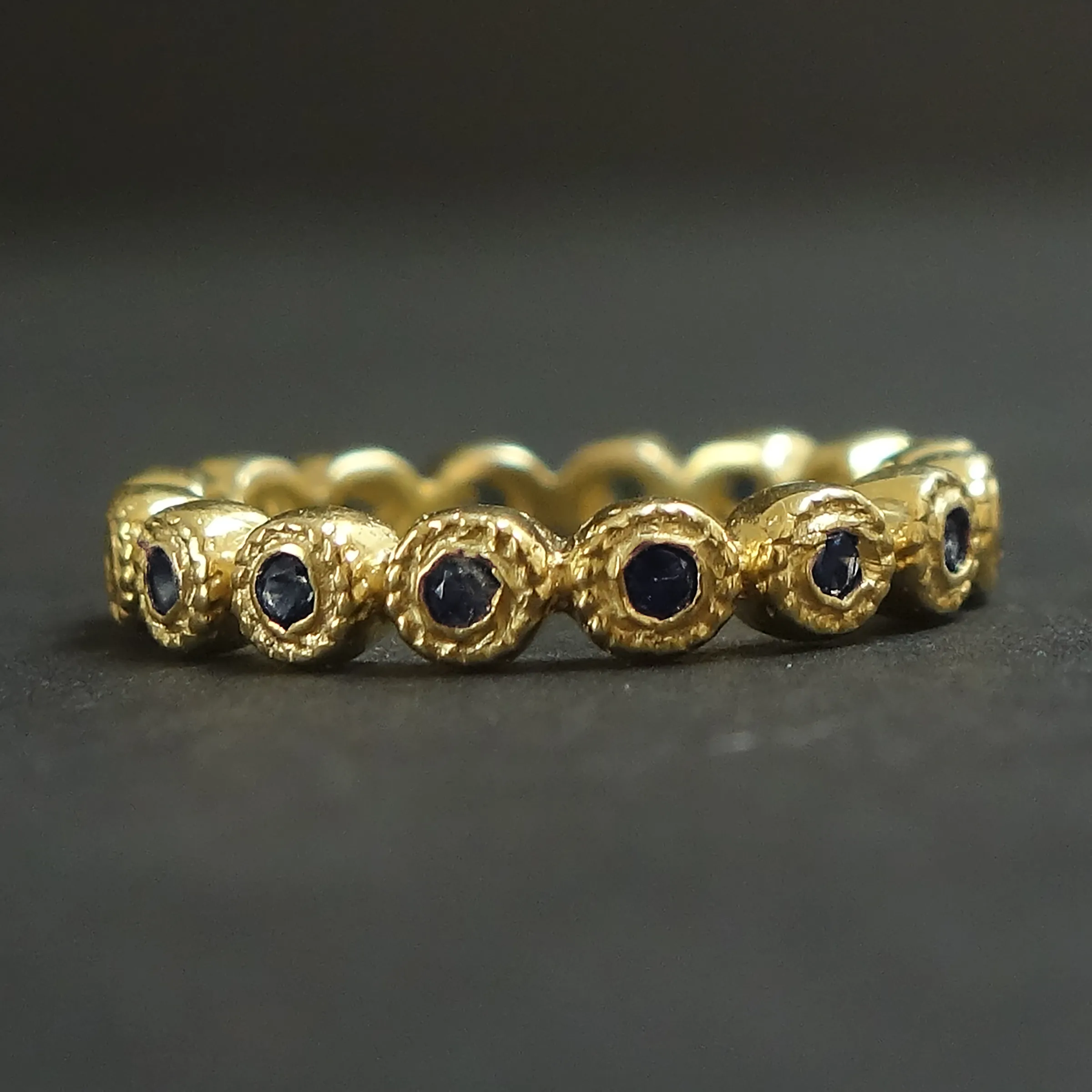 Stacking sapphire rings in silver   gold