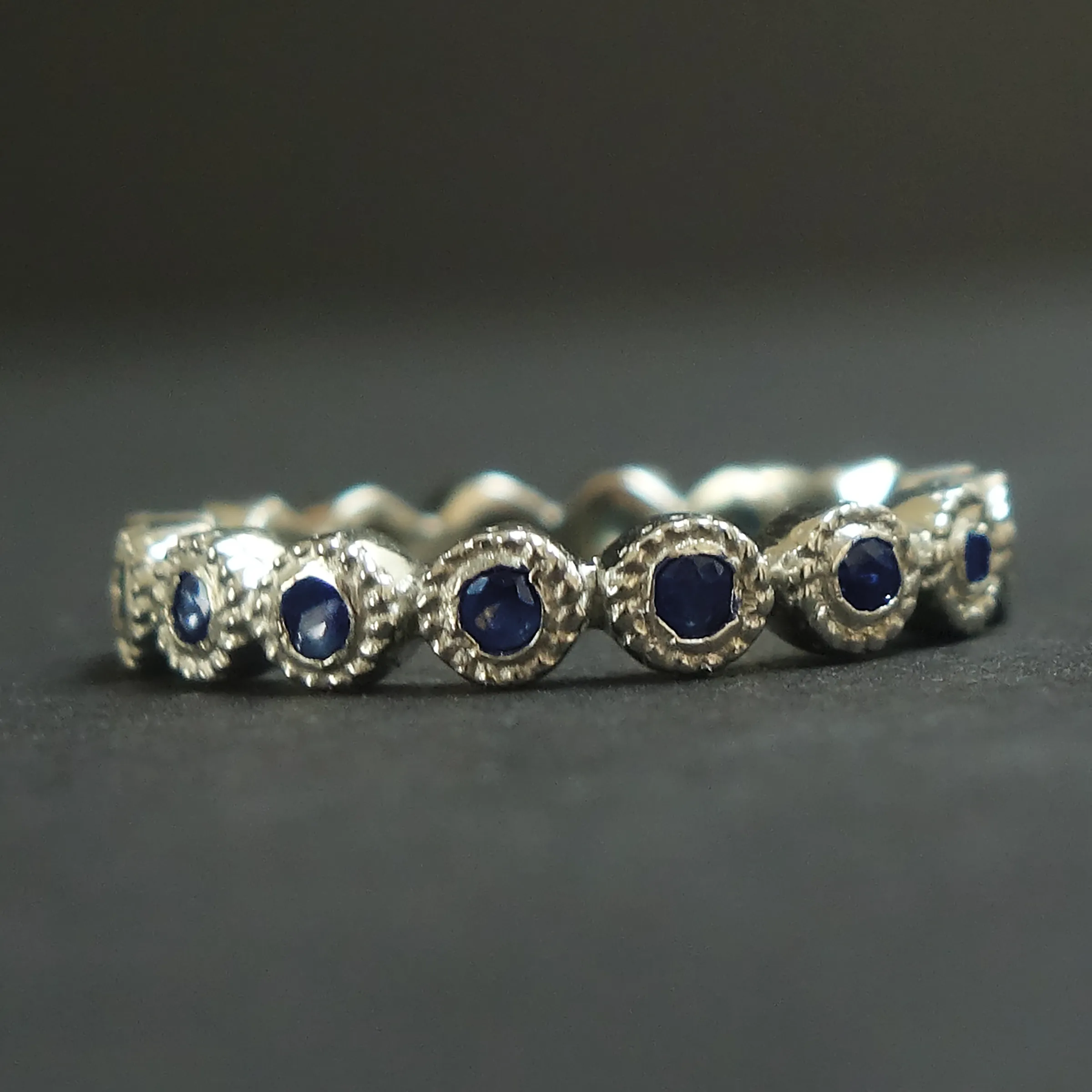 Stacking sapphire rings in silver   gold