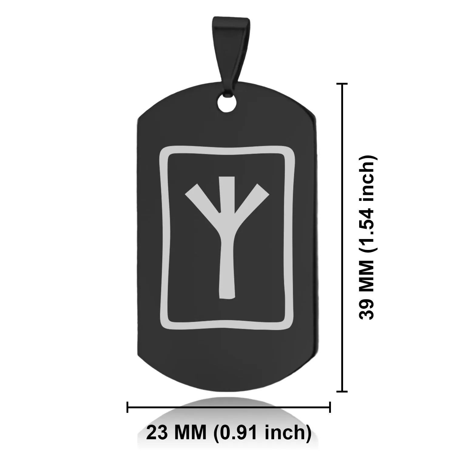Stainless Steel Elder Futhark Elhaz Rune Dog Tag Keychain