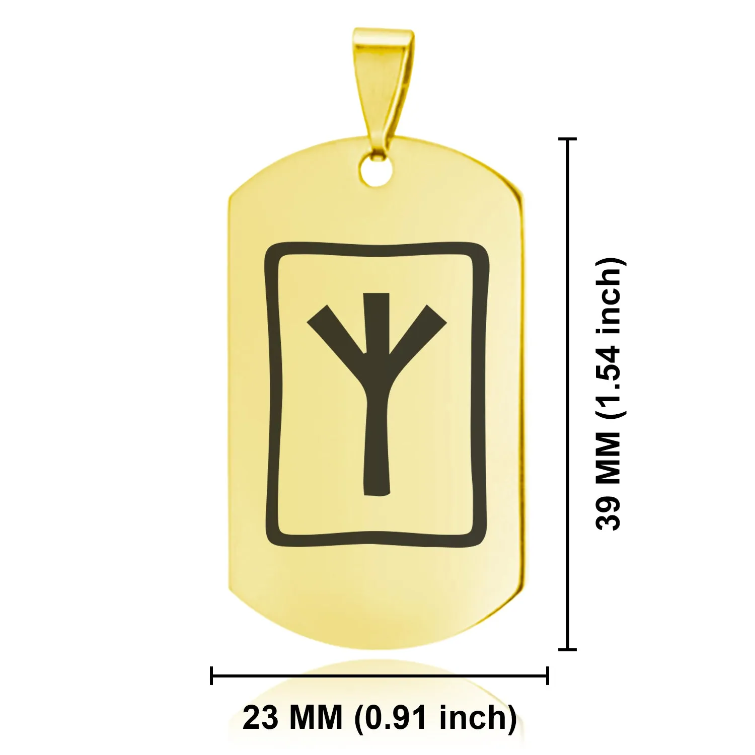 Stainless Steel Elder Futhark Elhaz Rune Dog Tag Keychain