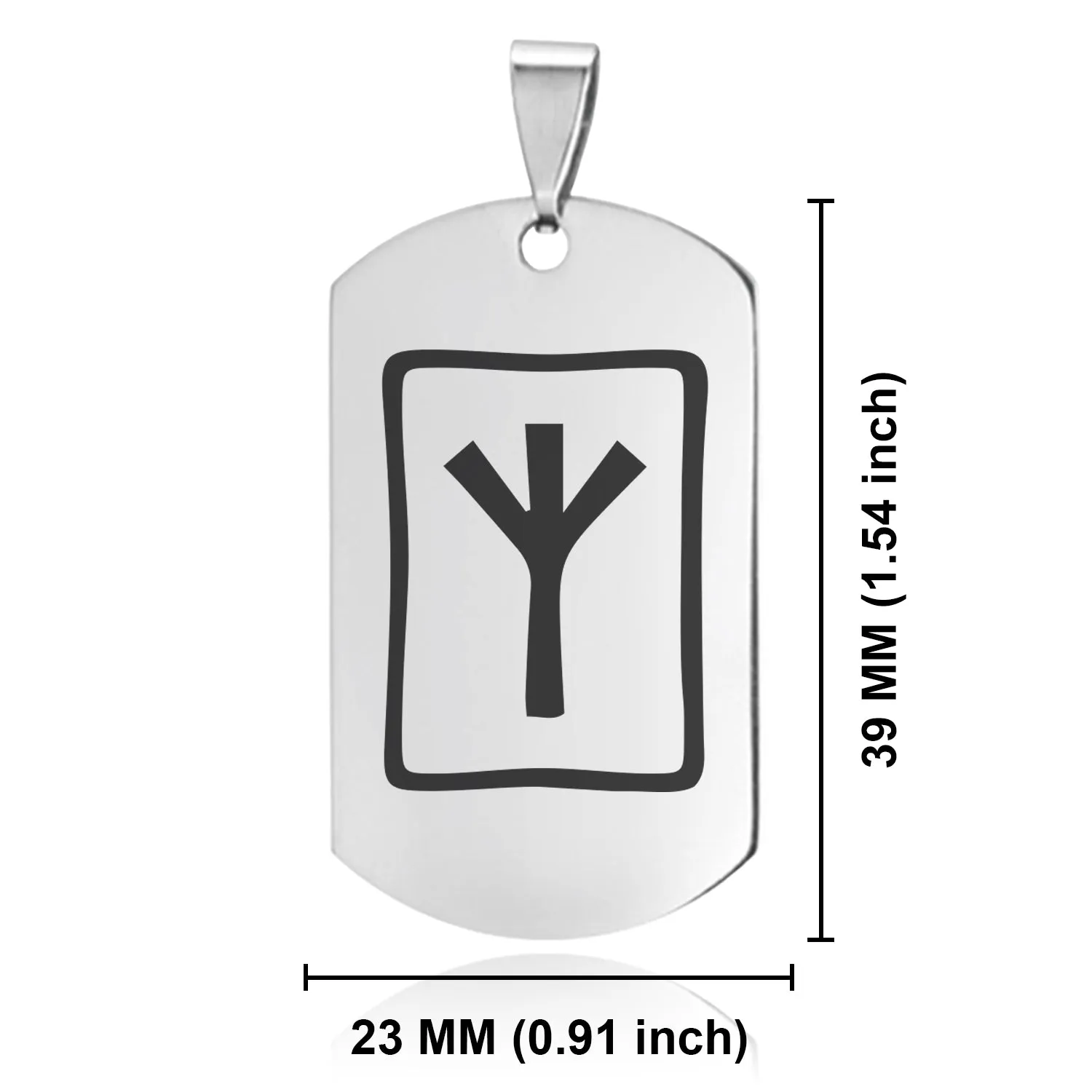 Stainless Steel Elder Futhark Elhaz Rune Dog Tag Keychain