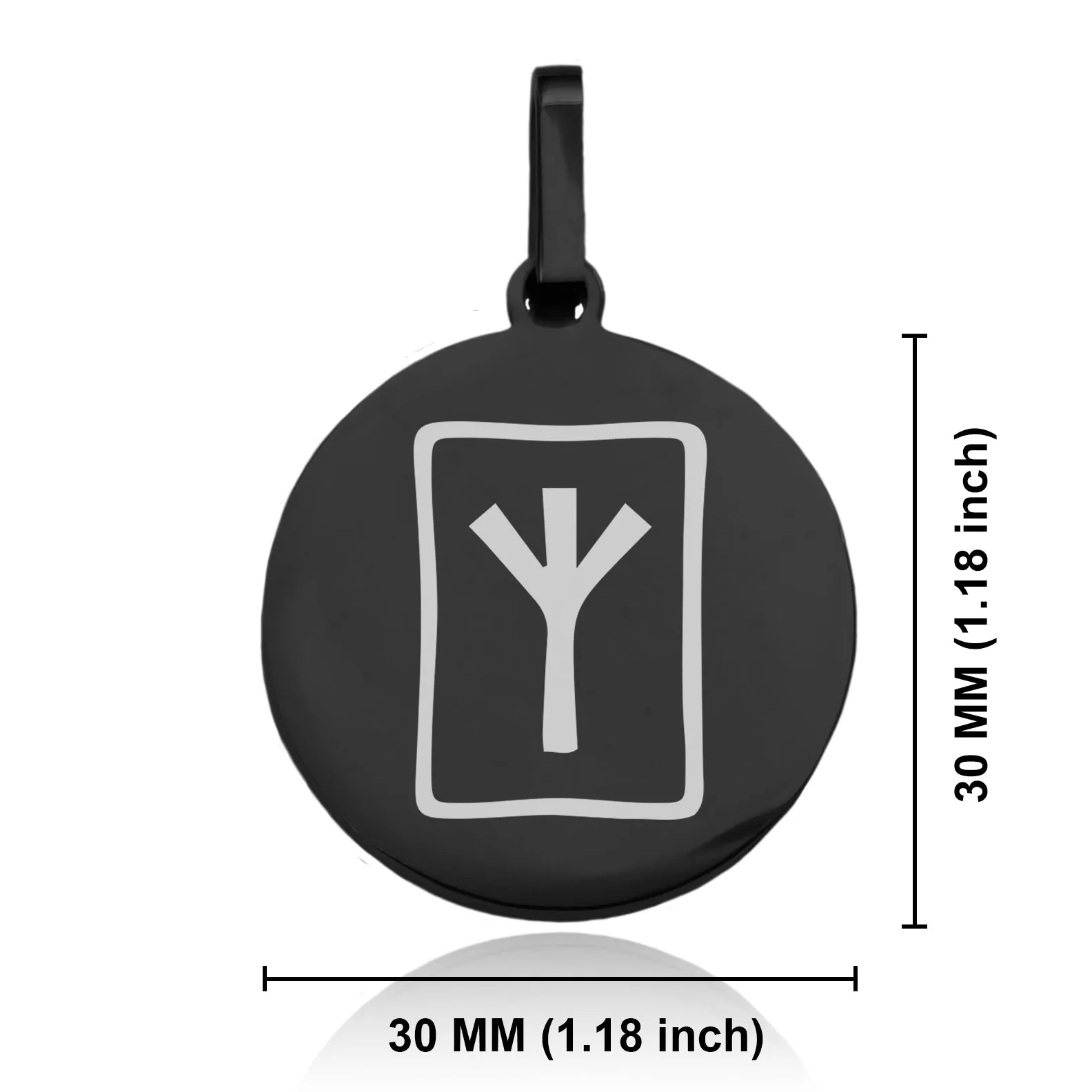 Stainless Steel Elder Futhark Elhaz Rune Round Medallion Keychain