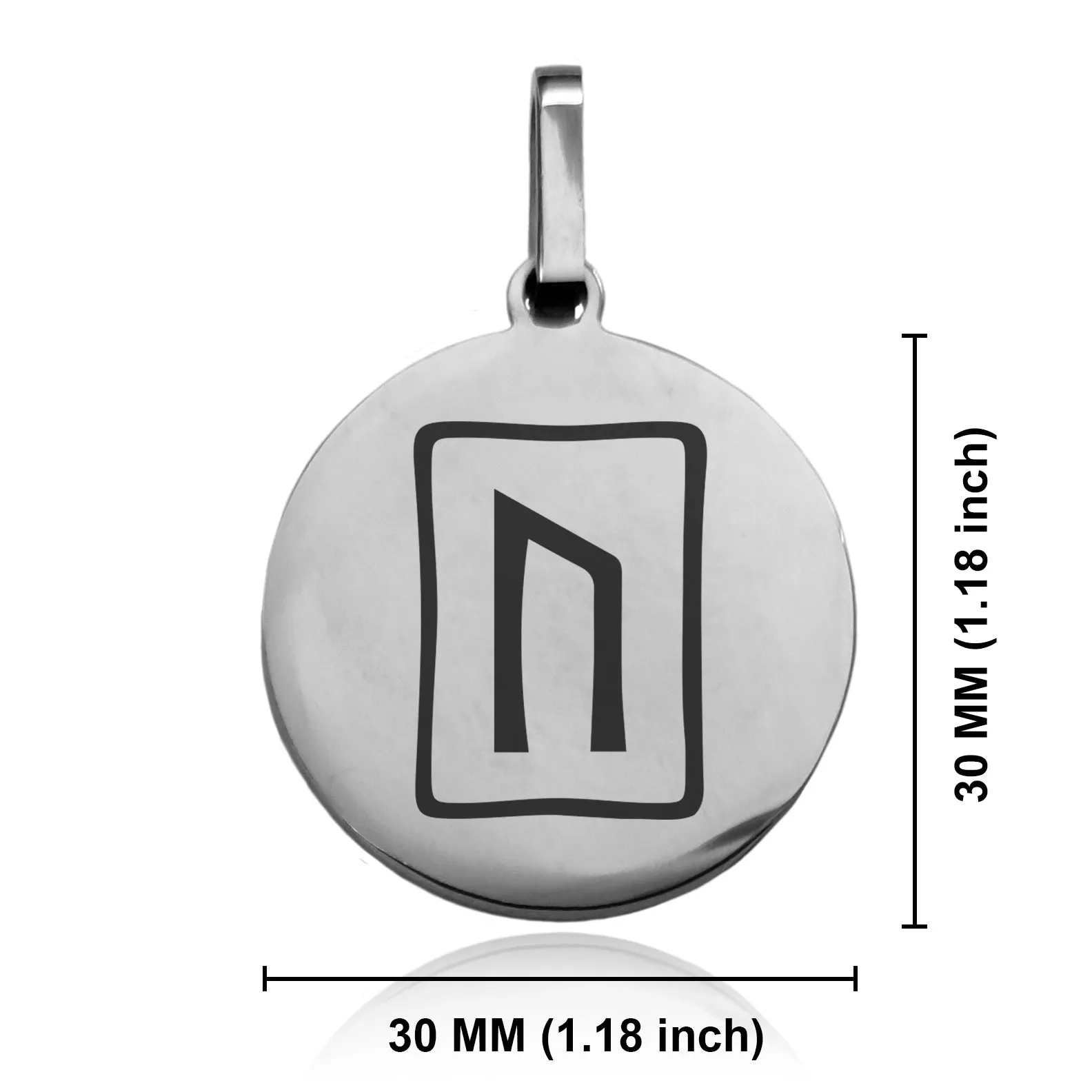Stainless Steel Elder Futhark Uruz Rune Round Medallion Keychain