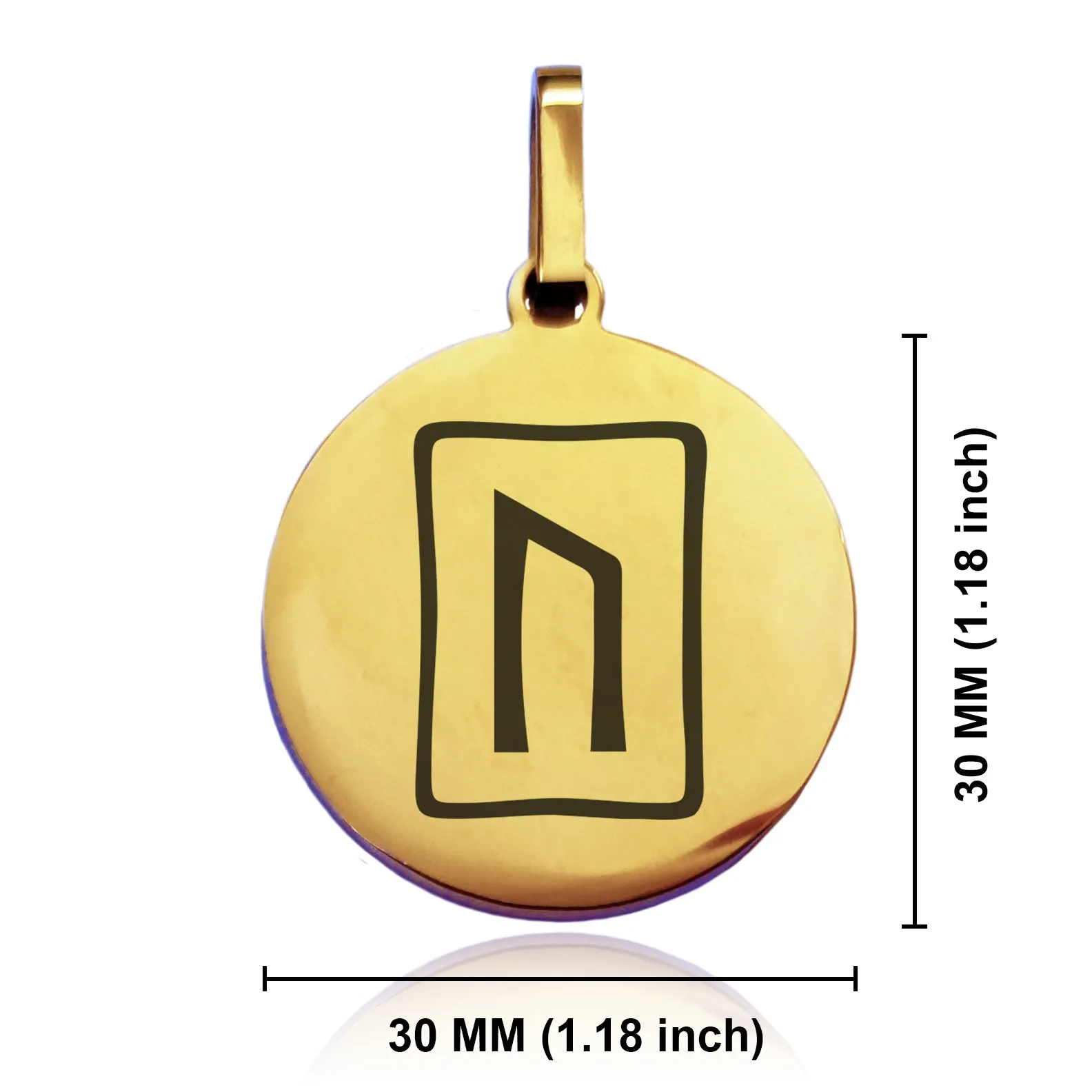 Stainless Steel Elder Futhark Uruz Rune Round Medallion Keychain