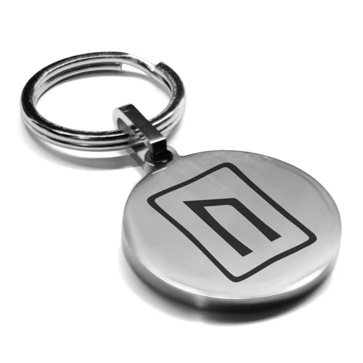 Stainless Steel Elder Futhark Uruz Rune Round Medallion Keychain