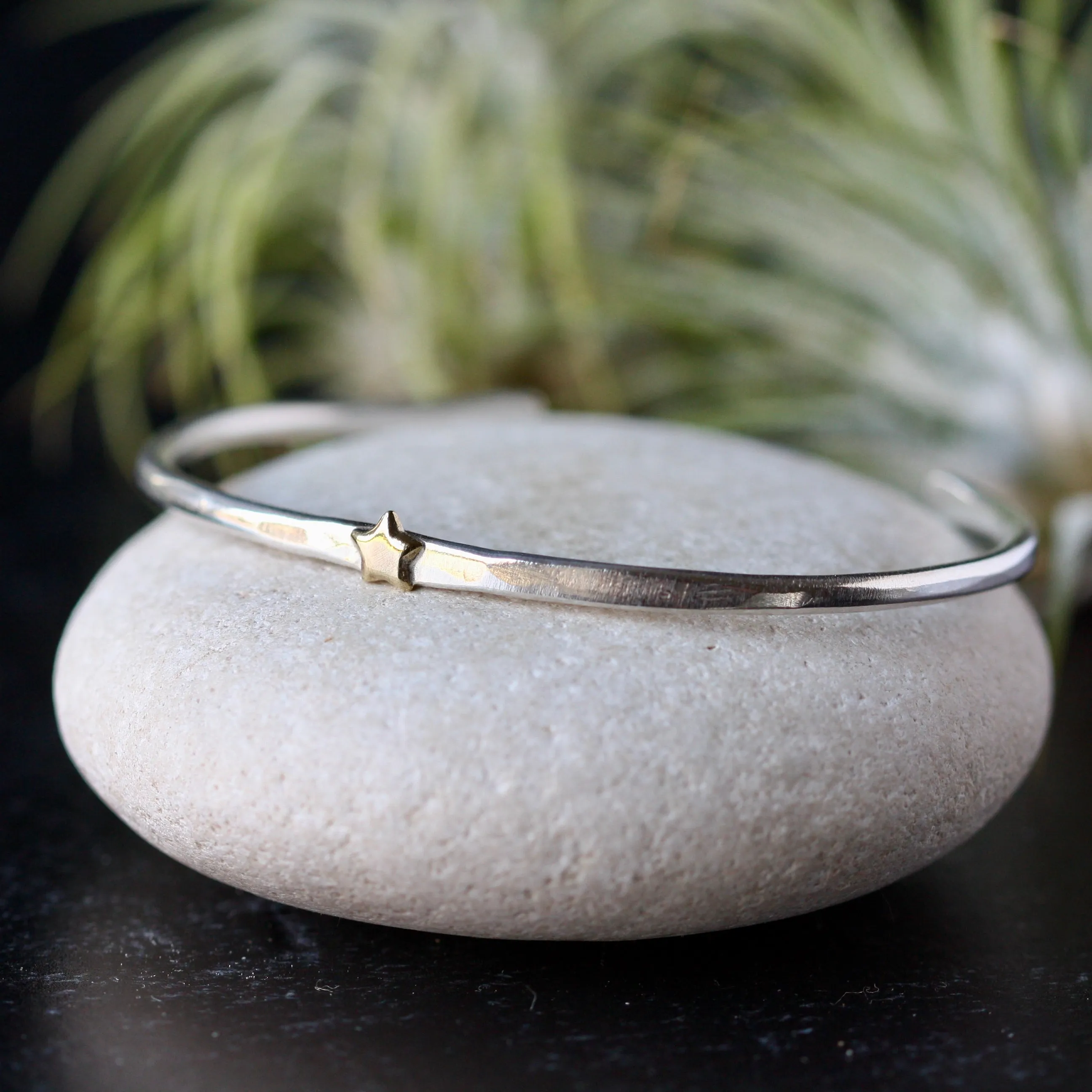 Star Stacking Cuff bracelet sterling silver and golden bronze