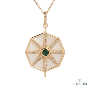 Starburst Emerald Diamond Pendant