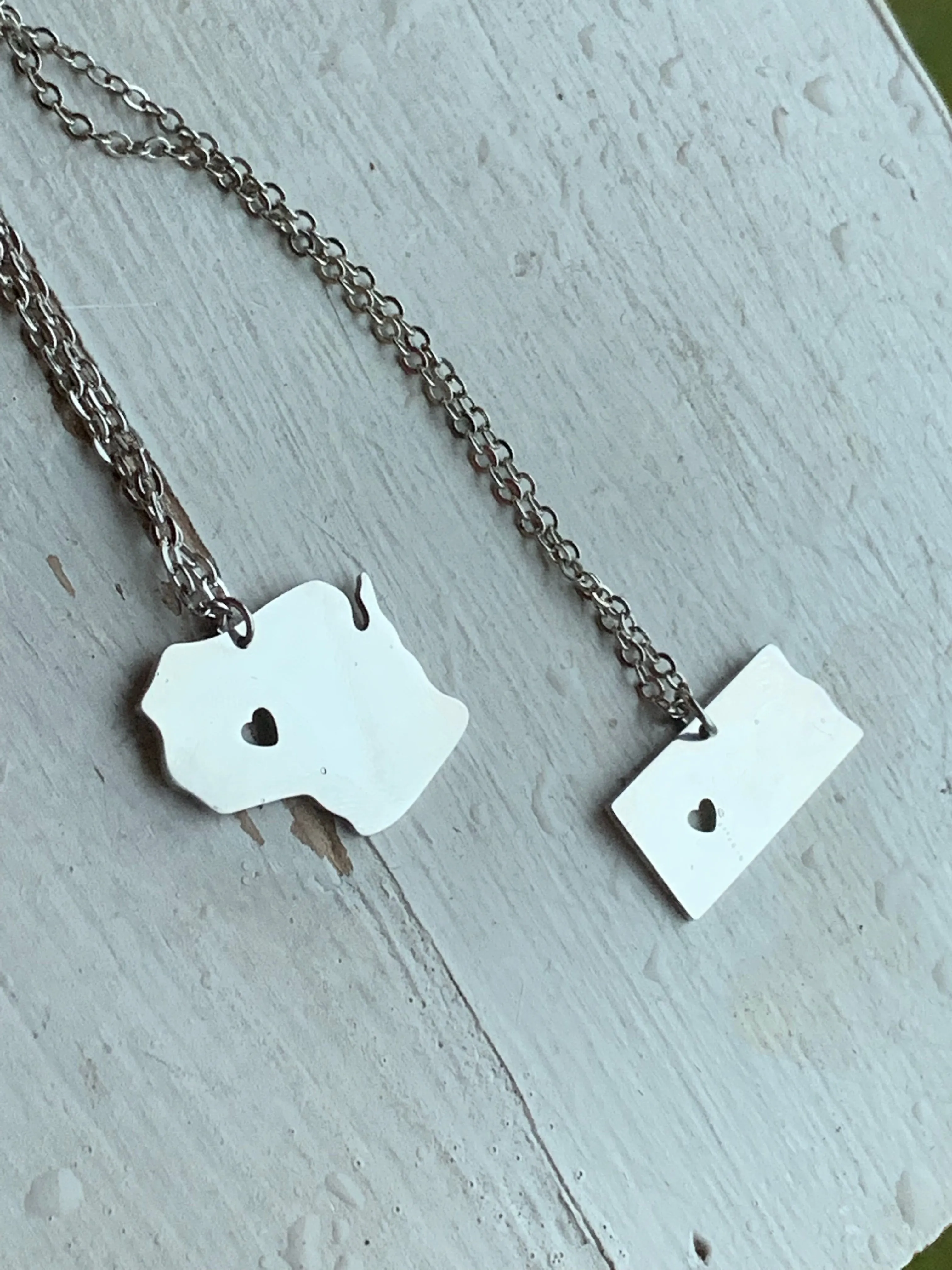 State necklaces! Stainless steel | All states available | Heart in middle of state | Minnesota