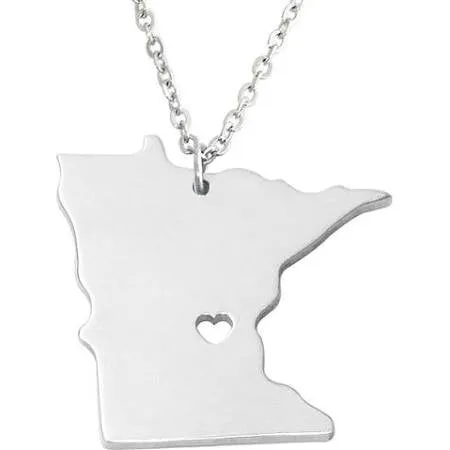 State necklaces! Stainless steel | All states available | Heart in middle of state | Minnesota