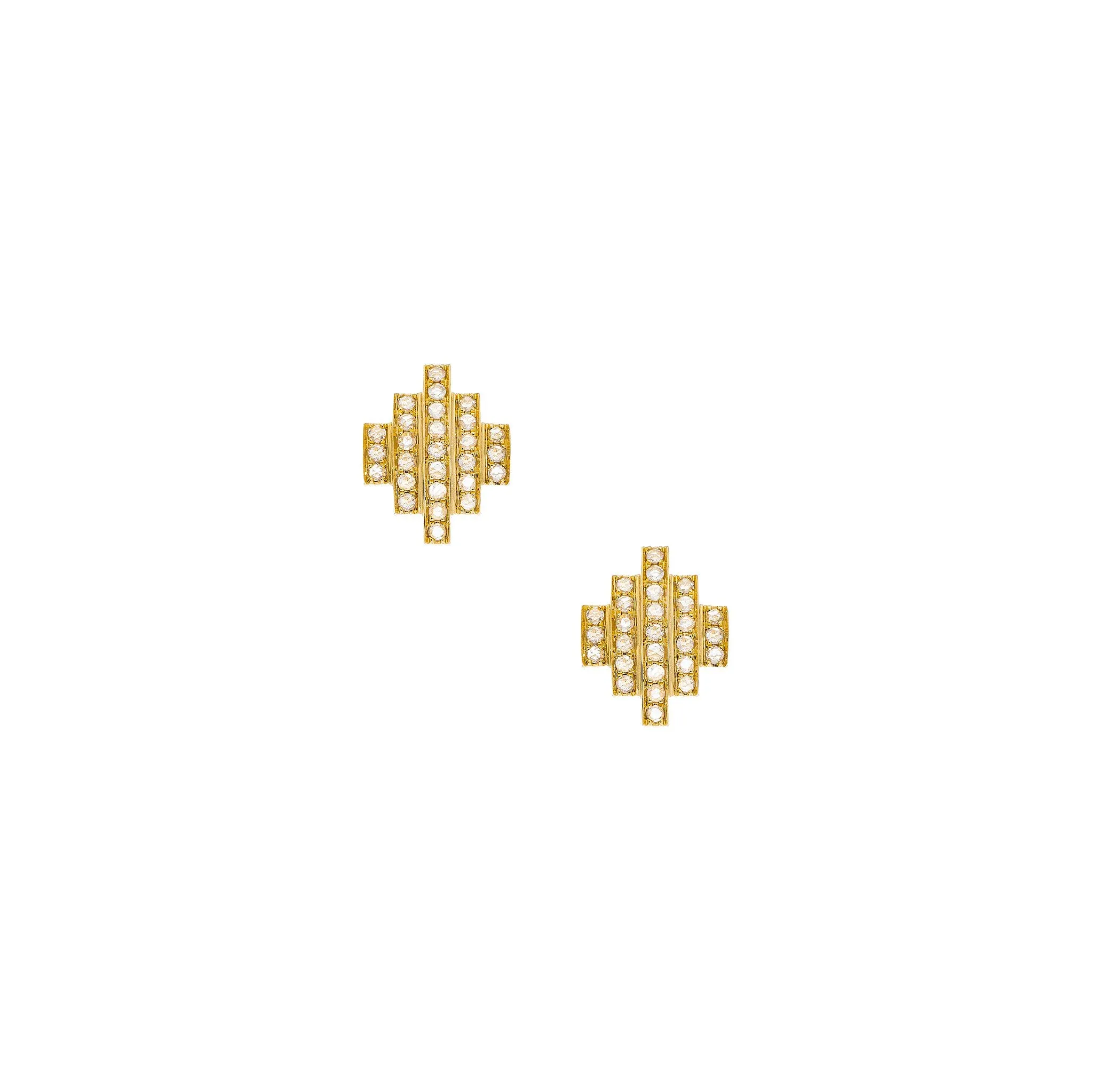 Stella Shield White Diamond Stud Earrings