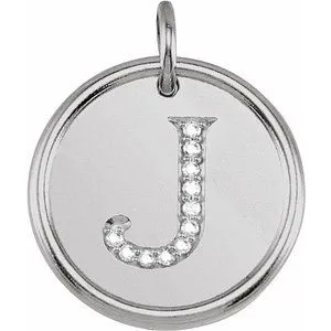 Sterling Silver .06 CTW Diamond Initial J Pendant