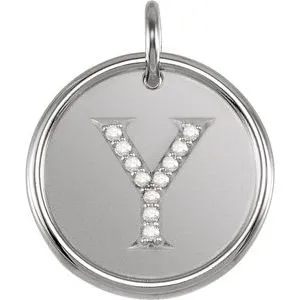 Sterling Silver .06 CTW Natural Diamond Posh Mommy¬Æ Initial Y Pendant