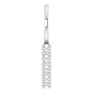 Sterling Silver .07 CTW Natural Diamond Vertical Bar Charm/Pendant