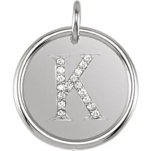 Sterling Silver .08 CTW Natural Diamond Posh Mommy¬Æ Initial K Pendant