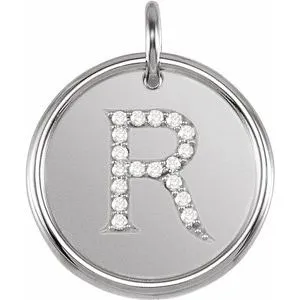 Sterling Silver 1/10 CTW Diamond Initial R Pendant
