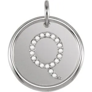 Sterling Silver 1/10 CTW Natural Diamond Posh Mommy¬Æ Initial Q Pendant