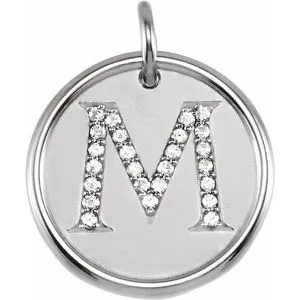 Sterling Silver 1/8 CTW Diamond Initial M Pendant