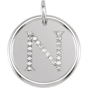 Sterling Silver 1/8 CTW Natural Diamond Posh Mommy¬Æ Initial N Pendant