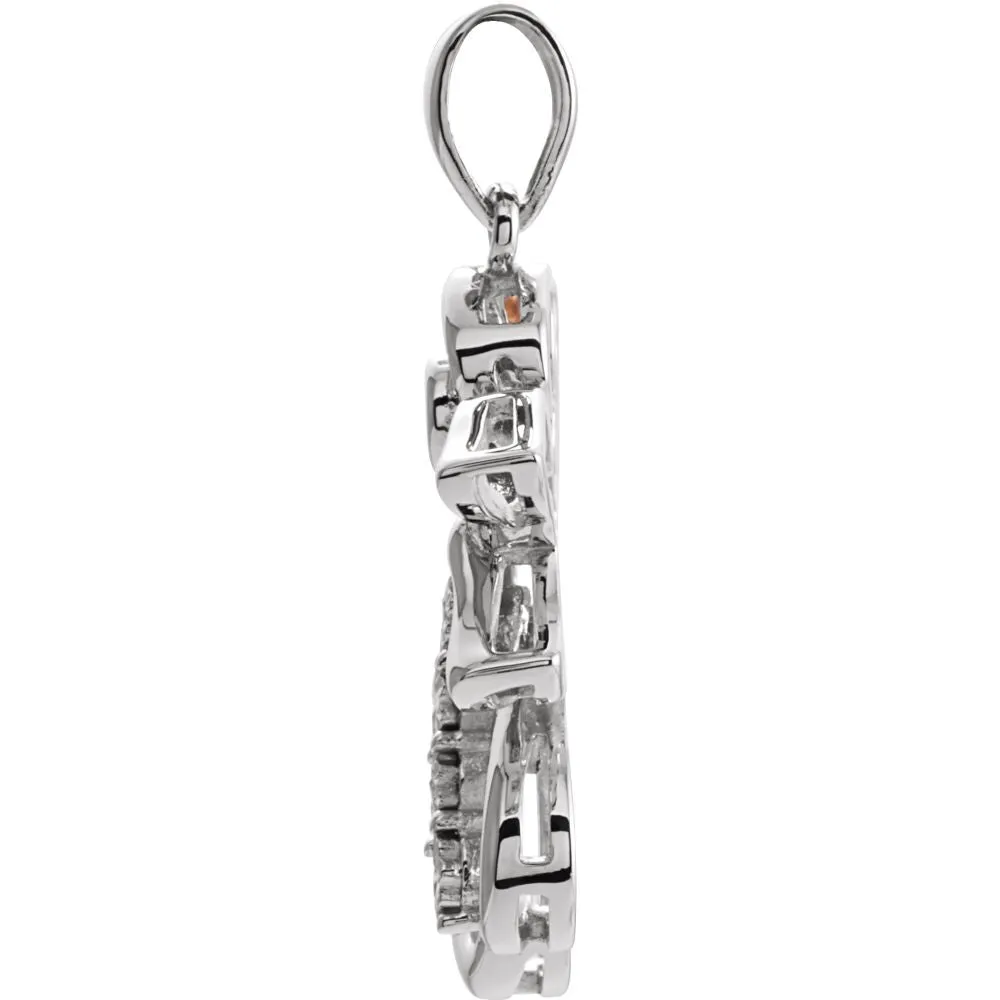 Sterling Silver 24.9x16mm Diamond Angel Pendant
