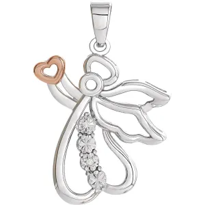 Sterling Silver 24.9x16mm Diamond Angel Pendant