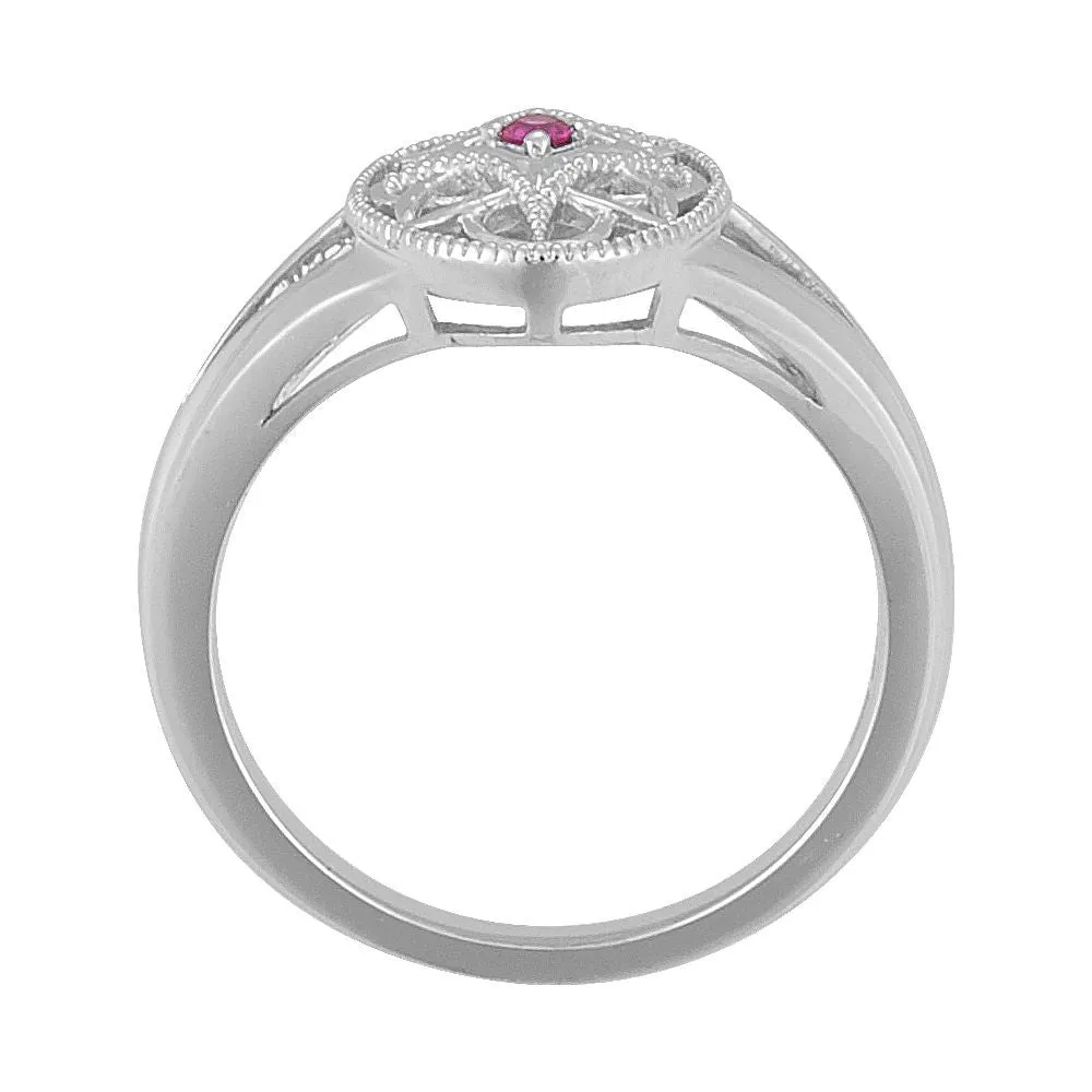 Sterling Silver 2mm Round Ruby Ring Size 7
