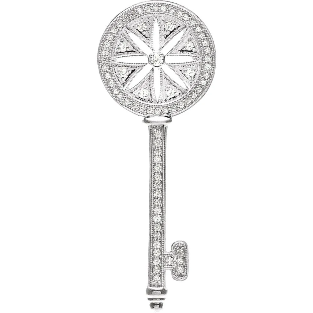 Sterling Silver 3/8 CTW Diamond Key Pendant