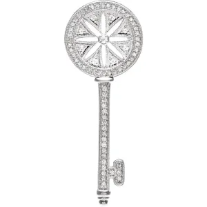 Sterling Silver 3/8 CTW Diamond Key Pendant