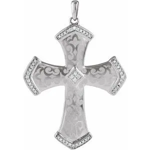 Sterling Silver 42.7x33.2 mm 1/5 CTW Diamond Cross Pendant