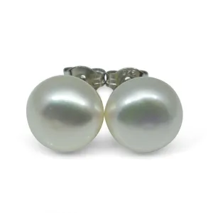Sterling Silver 8mm Pair Natural White Pearl Stud Earrings