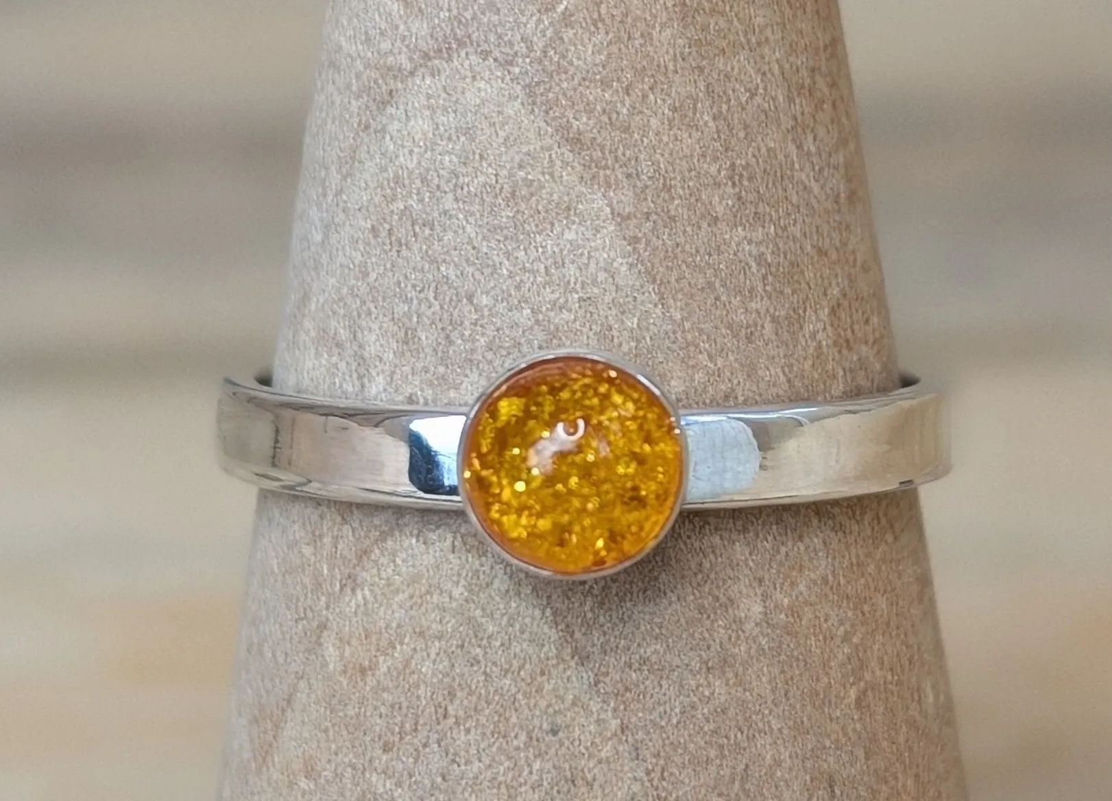 sterling silver amber ring