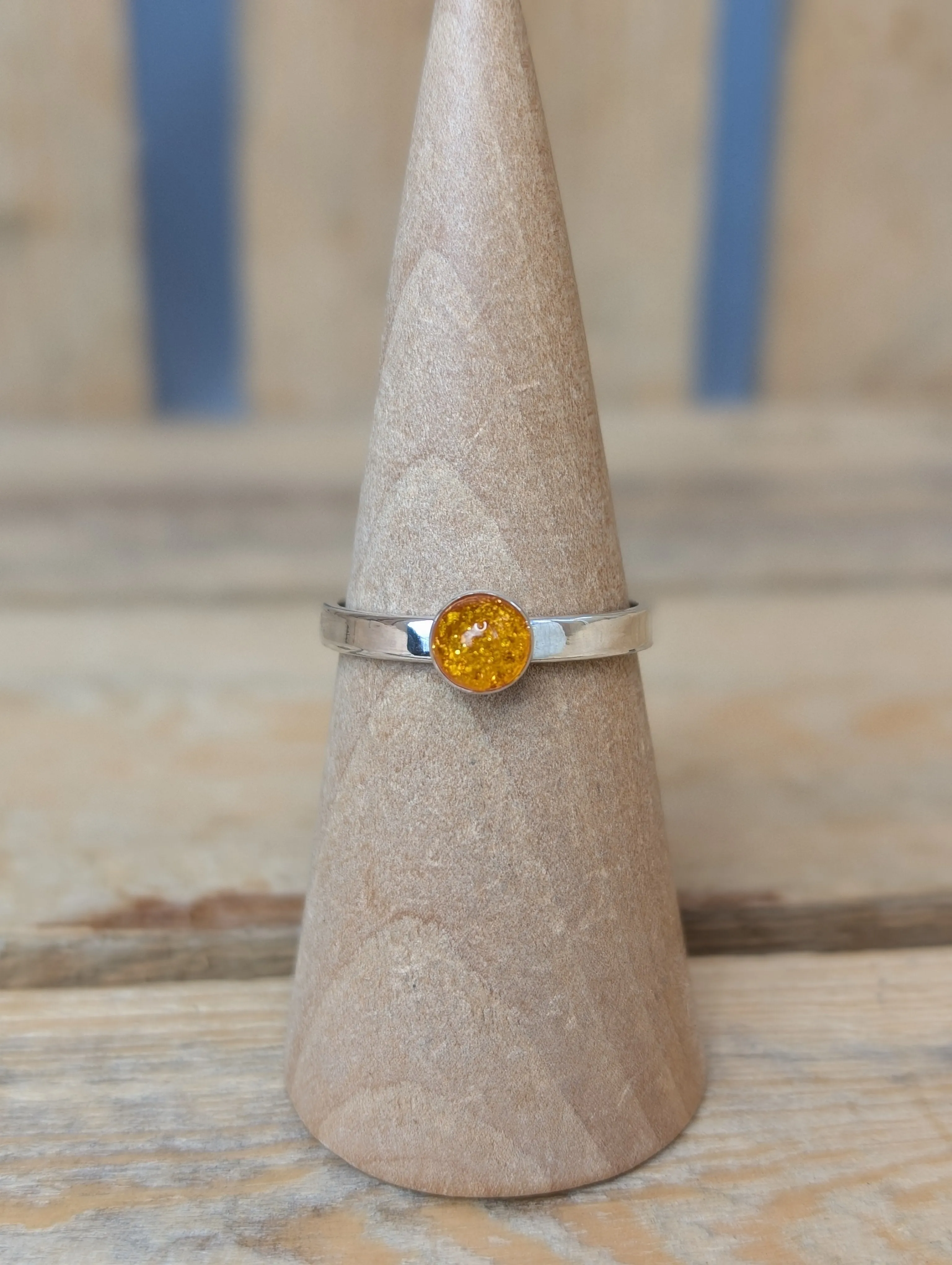 sterling silver amber ring