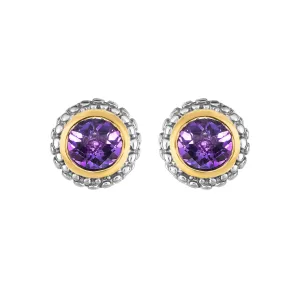 Sterling Silver & 18K Gold Popcorn Amethyst Stud Earrings