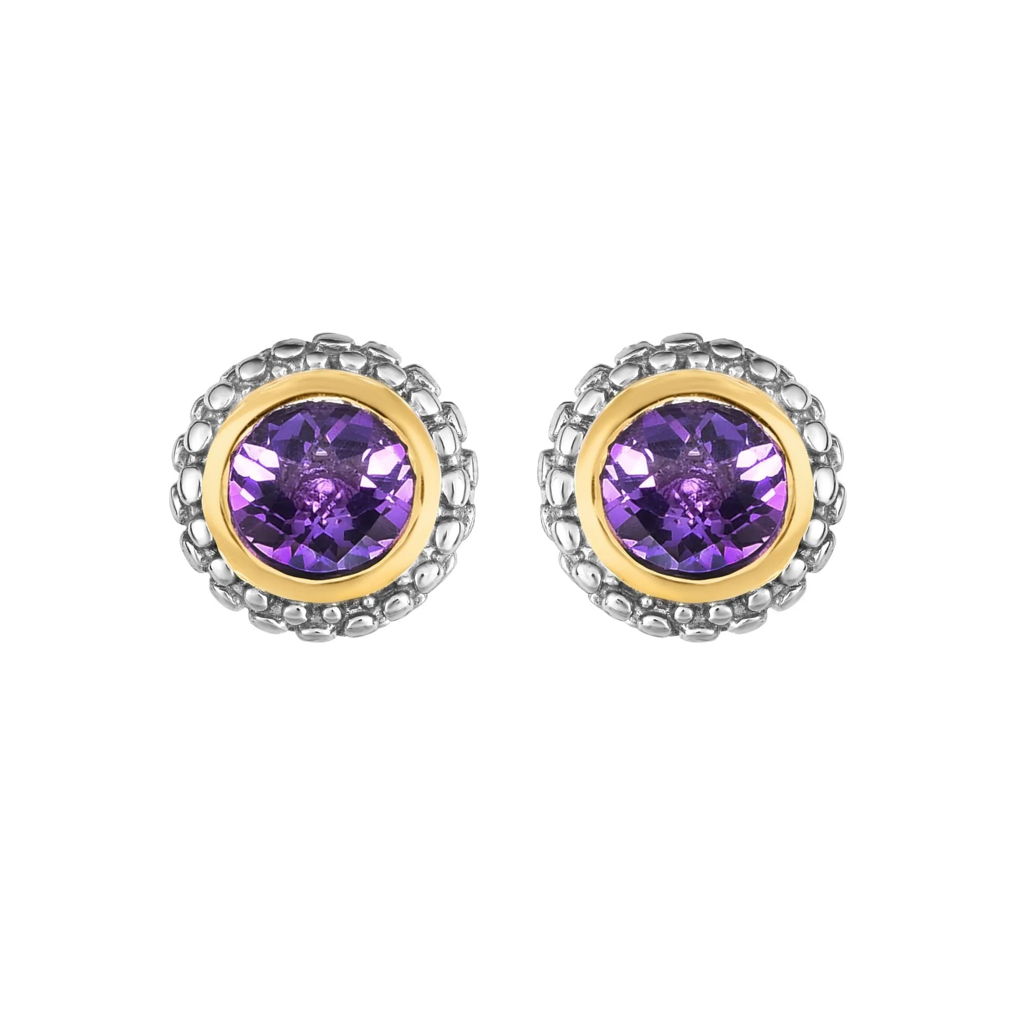Sterling Silver & 18K Gold Popcorn Amethyst Stud Earrings