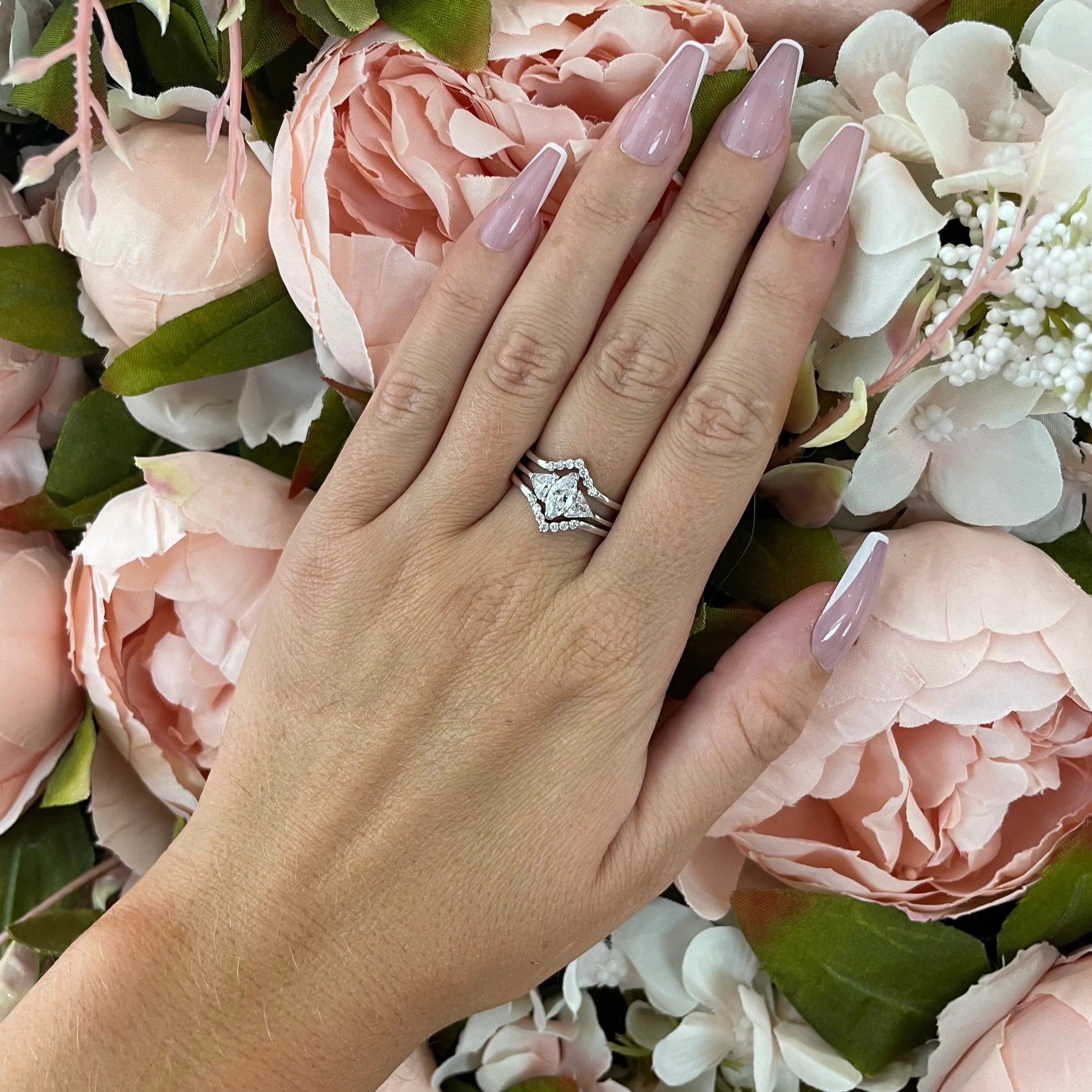 Sterling Silver & Cubic Zirconia 3 Stacking Stack Rings