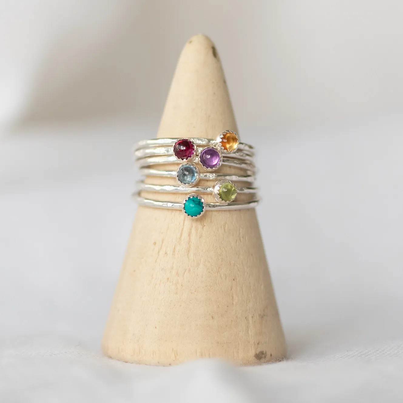 Sterling Silver Birthstone Stacking Ring
