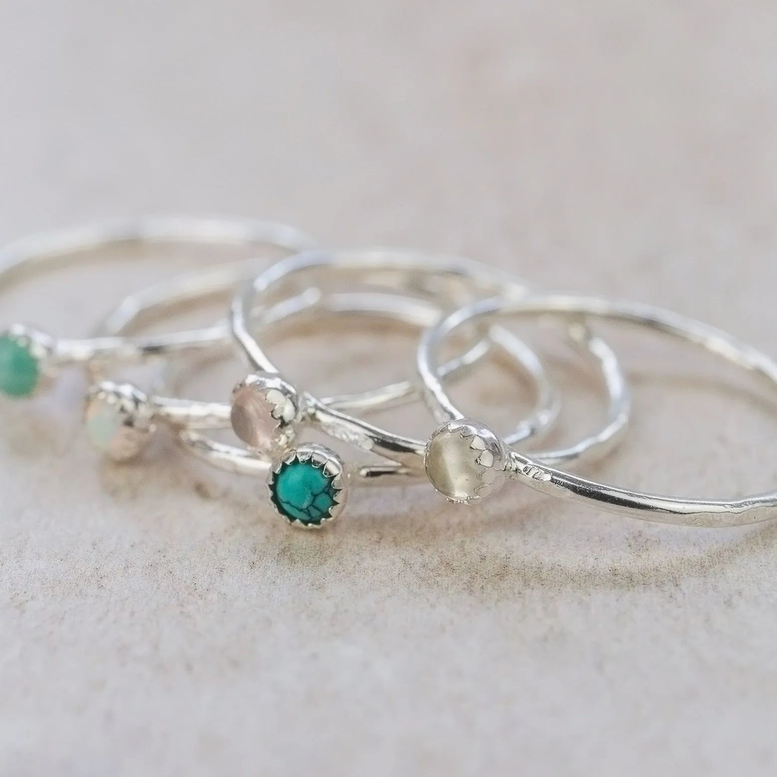 Sterling Silver Birthstone Stacking Ring