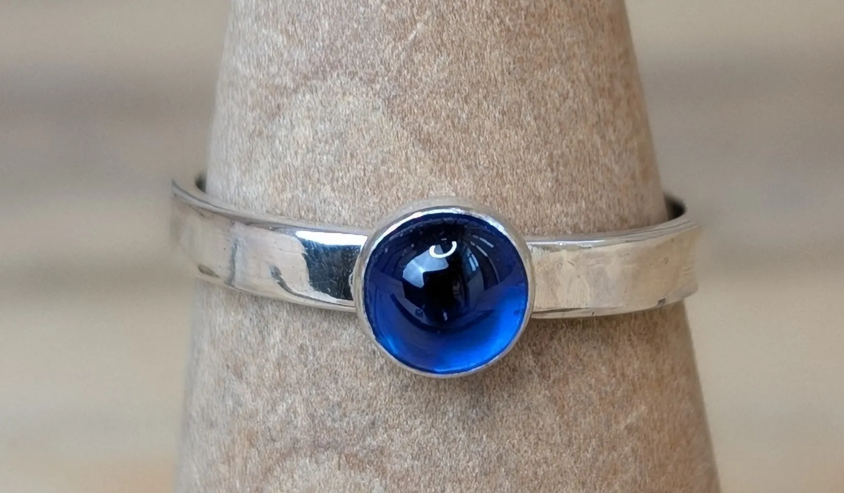 sterling silver blue spinel ring
