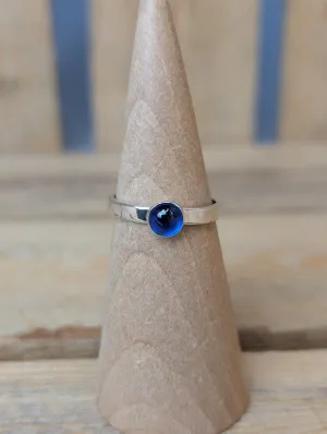 sterling silver blue spinel ring