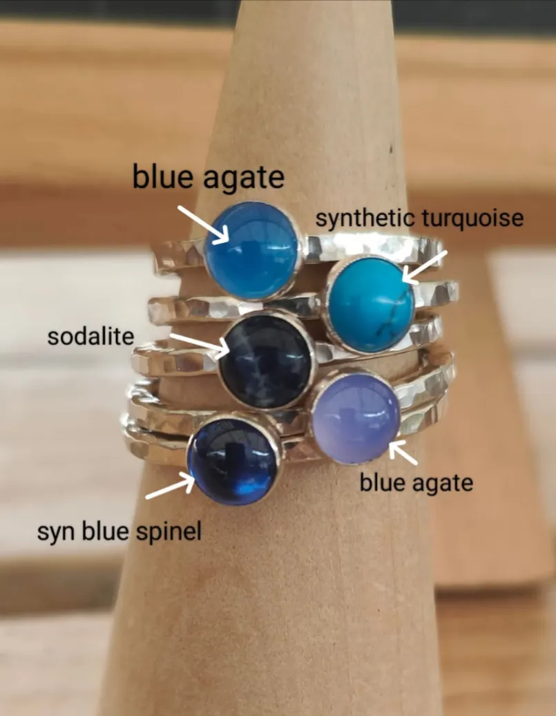 sterling silver blue spinel stacking ring