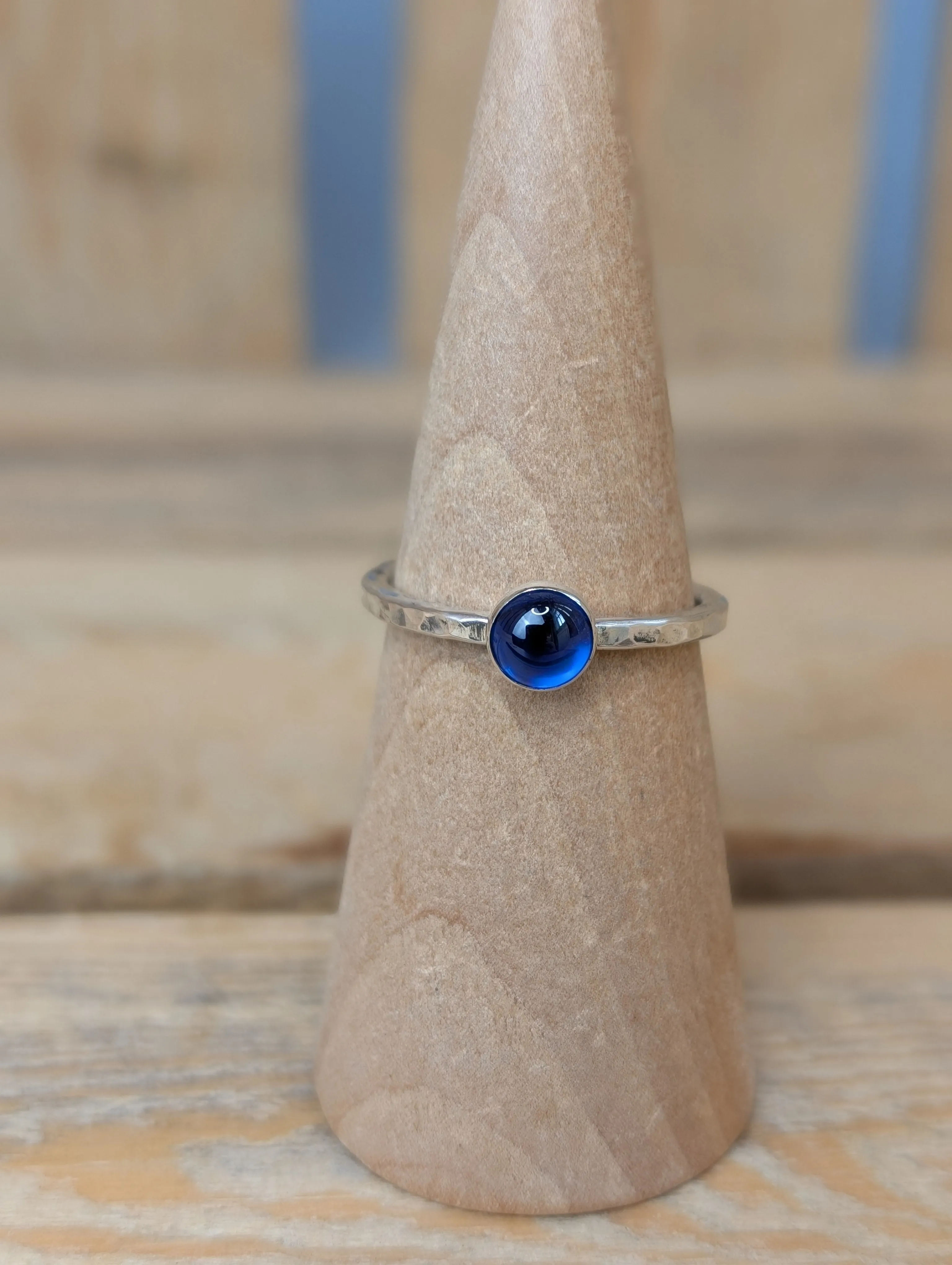 sterling silver blue spinel stacking ring