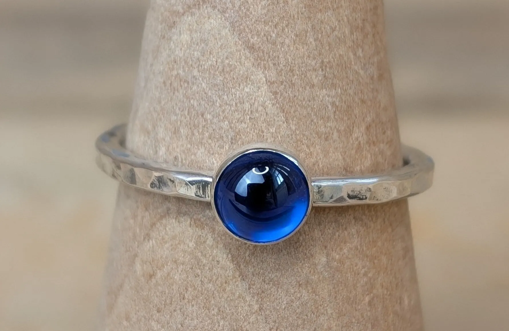 sterling silver blue spinel stacking ring
